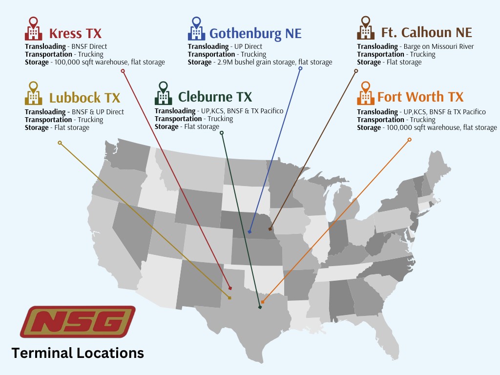 NSG Logistics terminal locations map